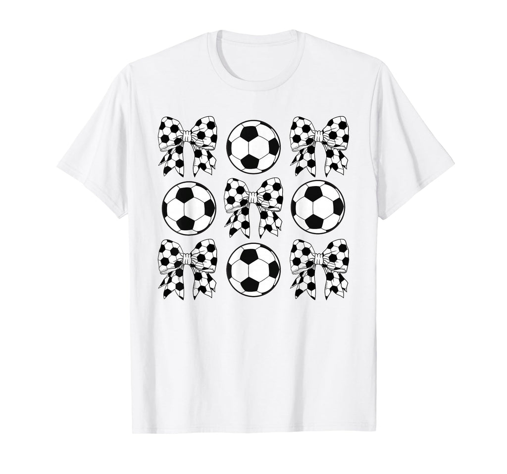 Soccer Coquette Bow Funny Soccer Ball T-Shirt - Novelty Apparel Unisex