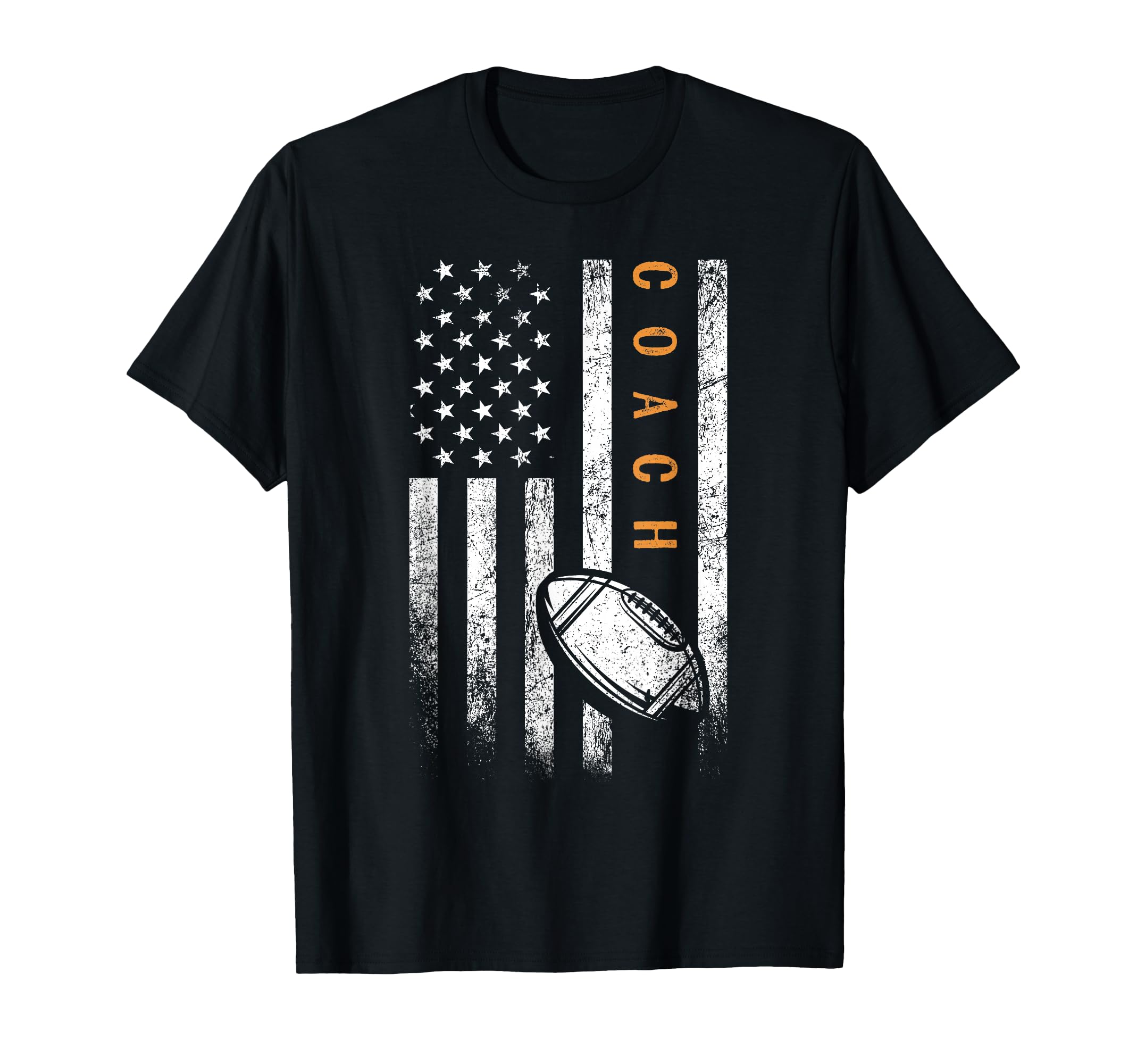 Football Coach American Flag T-Shirt - Casual Everyday Wear for Adults