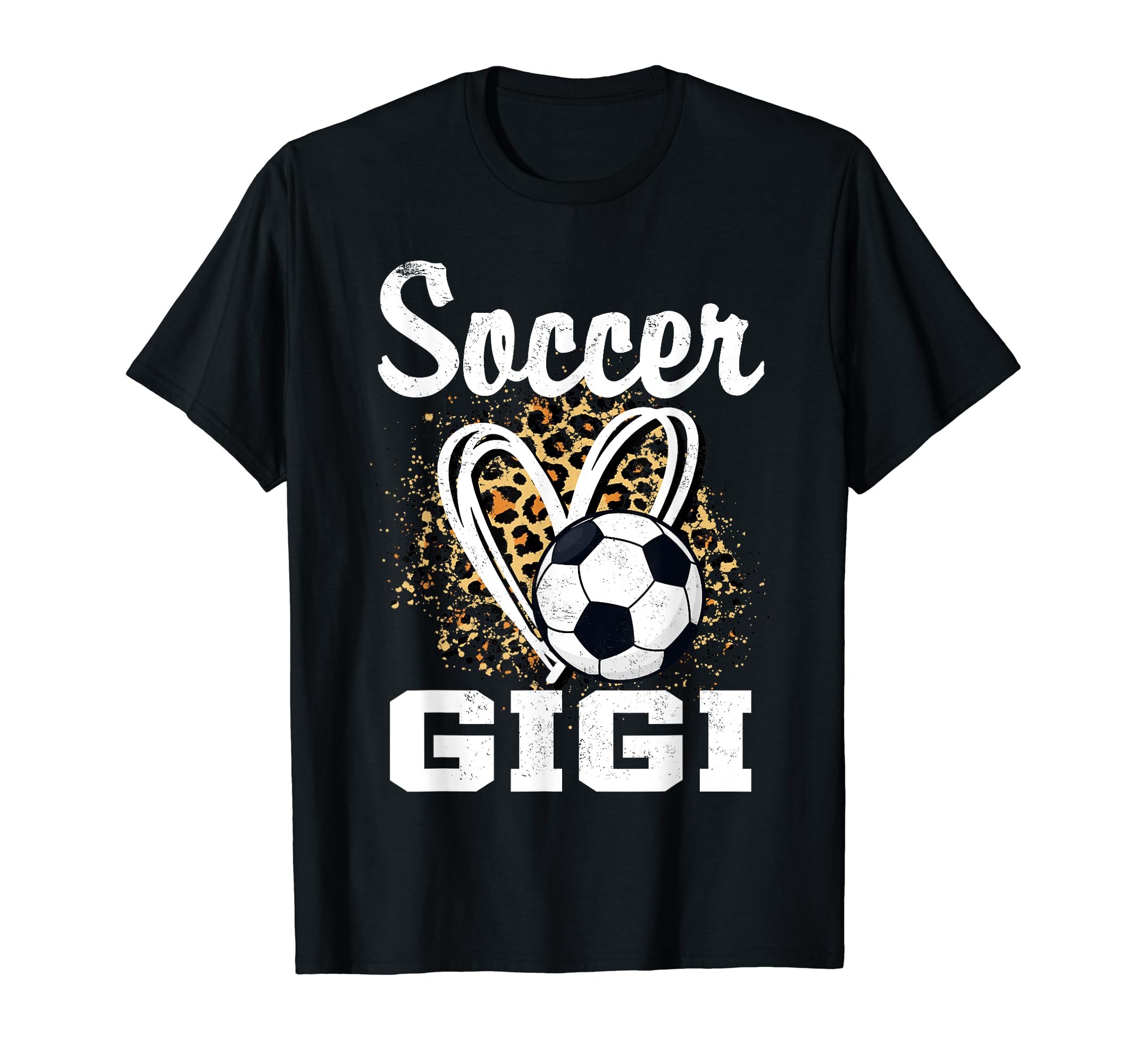 Soccer Gigi Leopard Heart Grandma Matching T-Shirt - Trendy Graphic Unisex