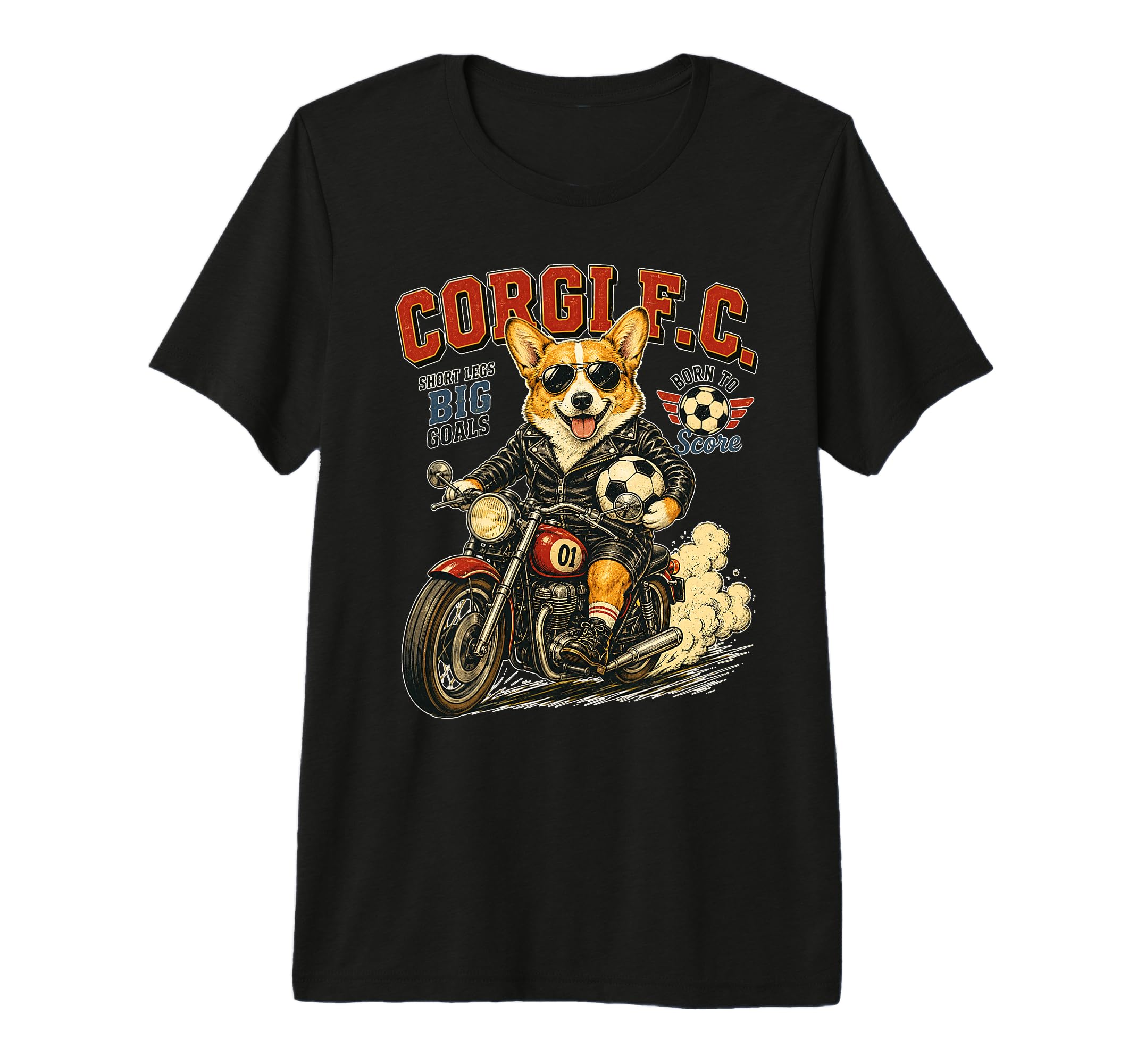Pembroke Welsh Corgi Motorbike T-Shirt - Casual Everyday Wear for Adults
