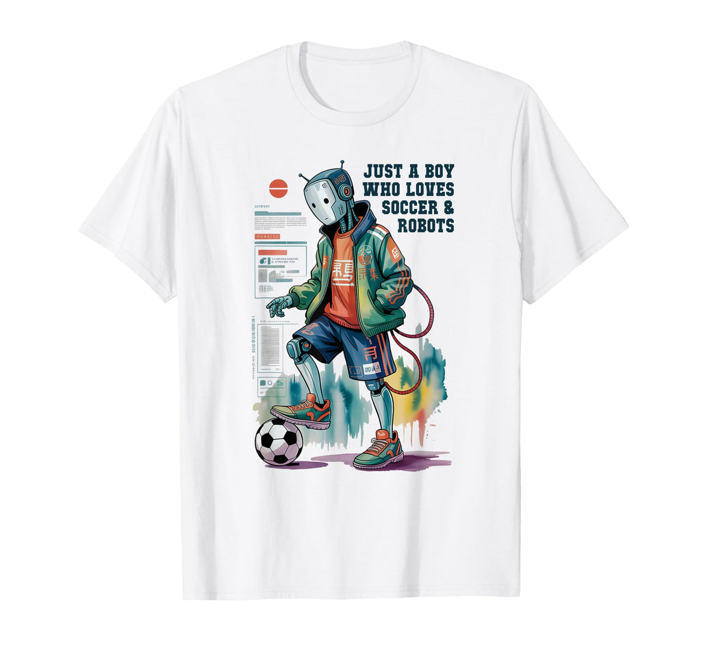 Just Who Loves Soccer Robots Play Game T-Shirt - Fun Novelty Design Unisex