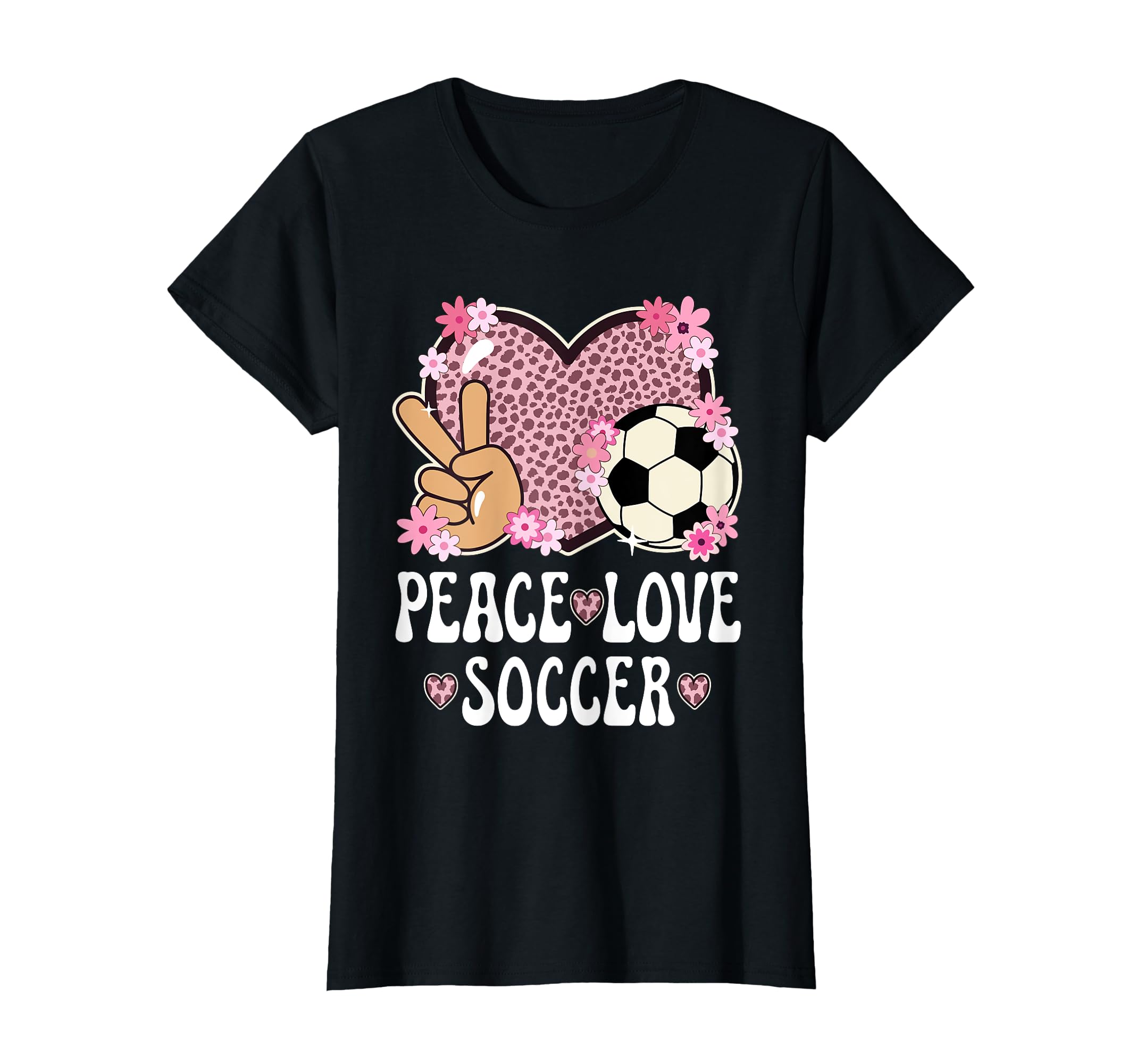 Peace Love Soccer Lover Outfit Cheetah T-Shirt - Trendy Graphic Men Women