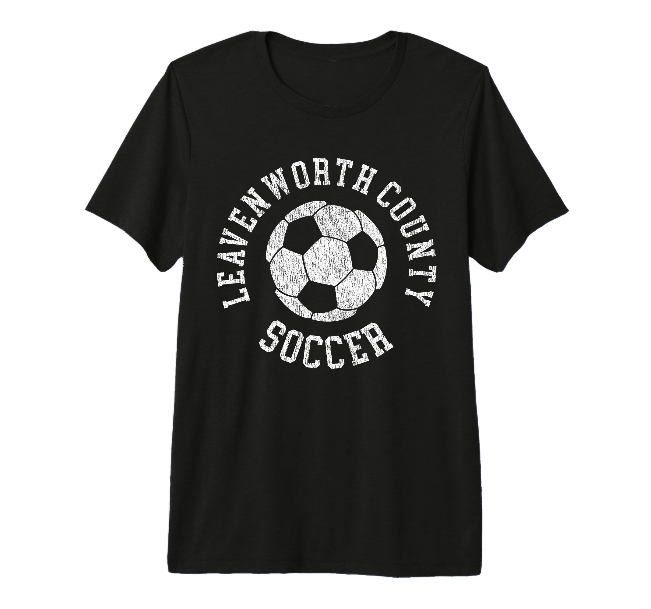 Leavenworth County Soccer Distressed T-Shirt - Trendy Graphic Men Women