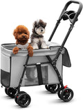 Pet Stroller Cat Dog Stroller Travel Folding Pet Carriers（Gray）