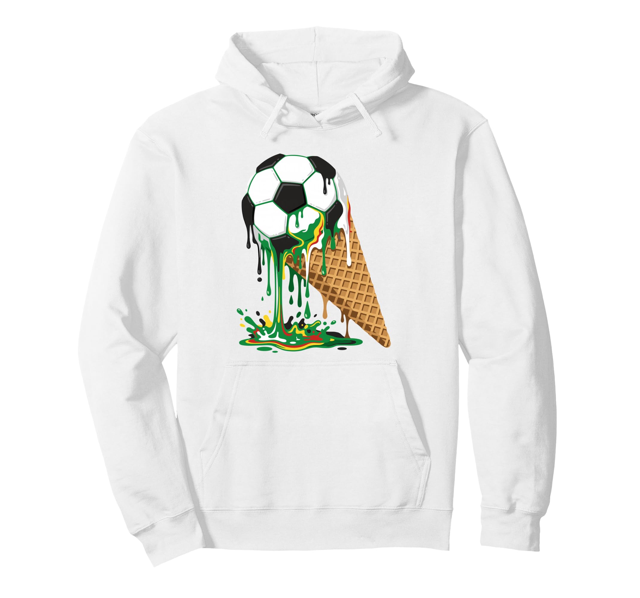 Soccer Ice Cream Dripping Ball Waffle Hoodie - Minimalist Print Men Women