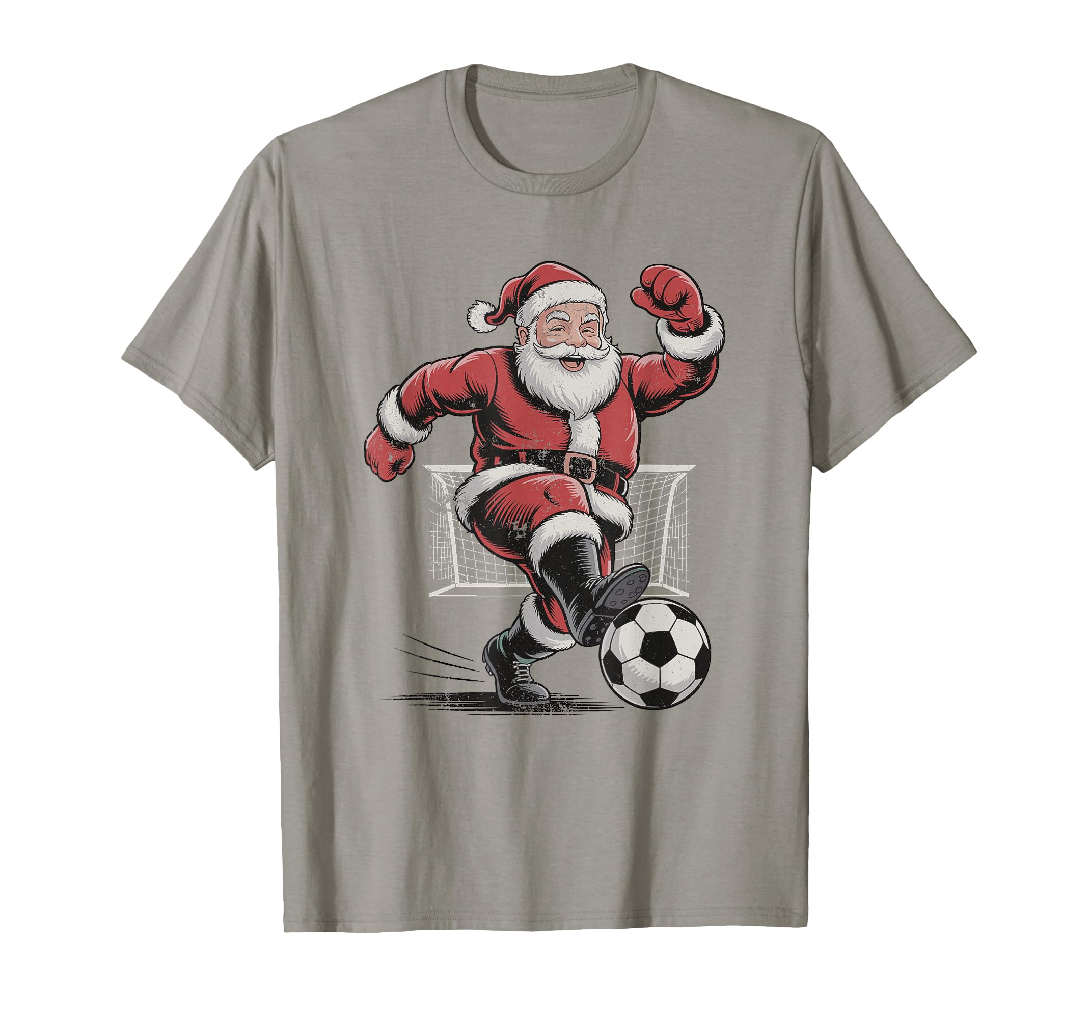 Santa Playing Soccer 90S Holiday T-Shirt - Custom Art Print Unisex