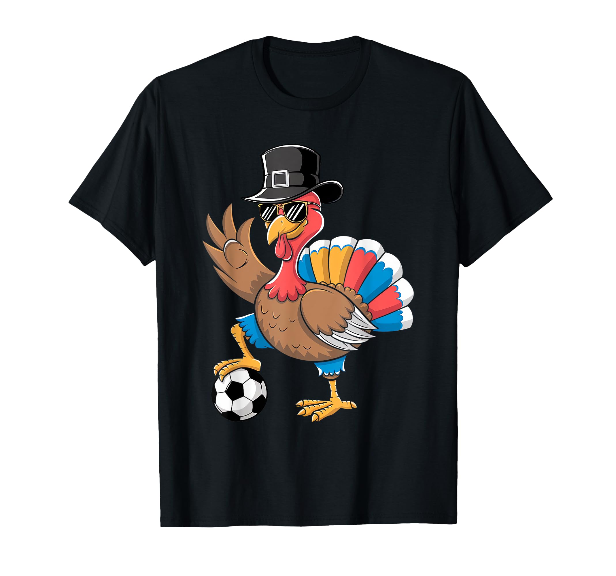 Soccer Thanksgiving Dabbing Turkey T-Shirt - Minimalist Print Men Women