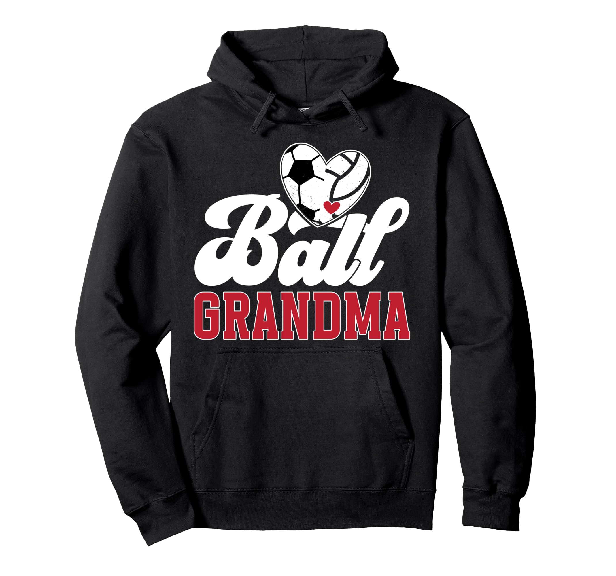 Ball Grandma Heart Soccer Hoodie - Fun Novelty Design for Adults