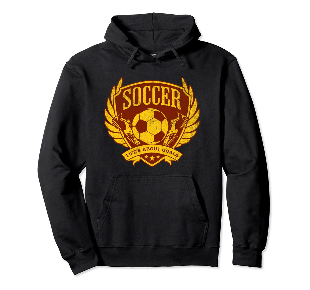 Yellow Red Distressed Lifes About Goals Hoodie - Streetwear Style Unisex