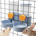 kathson Automatic Rabbit Food and Water Dispenser for Cage, Auto Gravity Bunny Feeder and Water Set Hanging Small Animal Feeding & Watering Supplies for Guinea Pig Ferret Puppy Kitten (Blue)