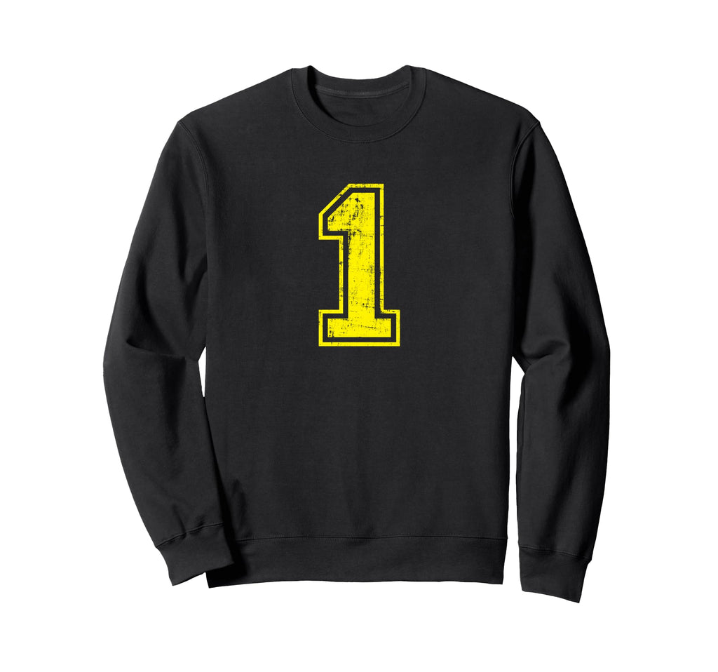 Number 1 One Varsity Distressed Sport Sweatshirt - Minimalist Print Unisex