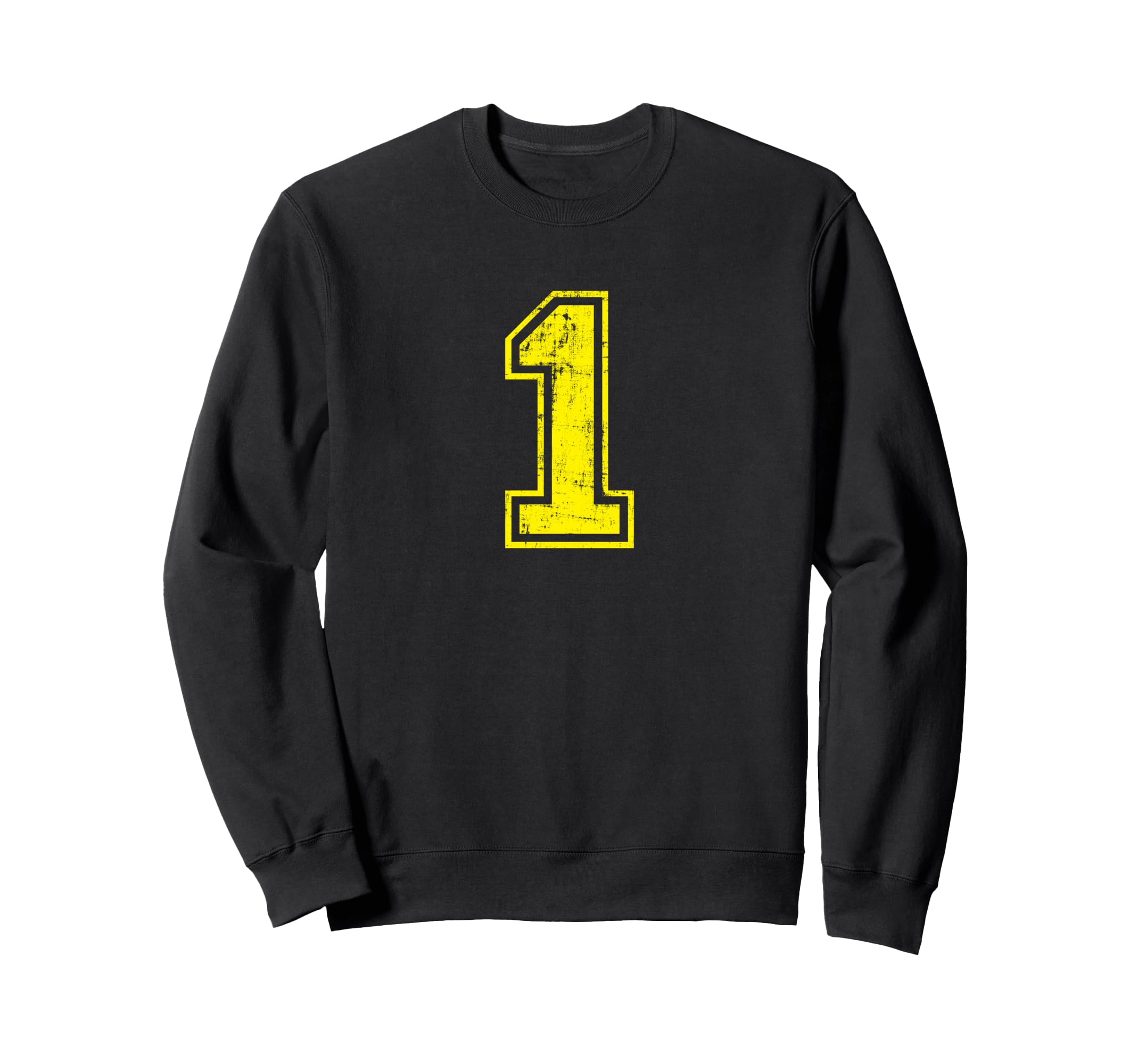 Number 1 One Varsity Distressed Sport Sweatshirt - Minimalist Print Unisex