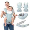BabbleRoo Grow Carrier – Safety-Certified 6-in-1 Baby Carrier with Hip Seat, Ergonomic & Adjustable Toddler Carrier 7-50 lbs with Hip Support, Hood for Sun Protection, Newborn to Toddler, Seafoam