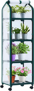 Ohuhu Mini Greenhouse for Indoor Outdoor, Small Plastic Plant Green House with Locking Wheels Portable Greenhouses with Durable Cover for Seedling,Ideal Gardening Gifts for Women Men White