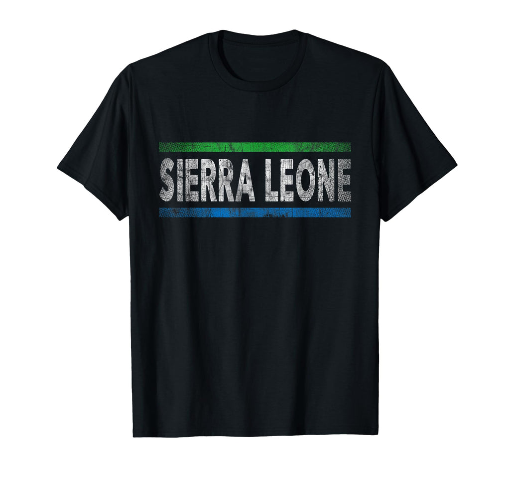 Sierra Leone Flag Distressed T-Shirt - Casual Everyday Wear for Adults