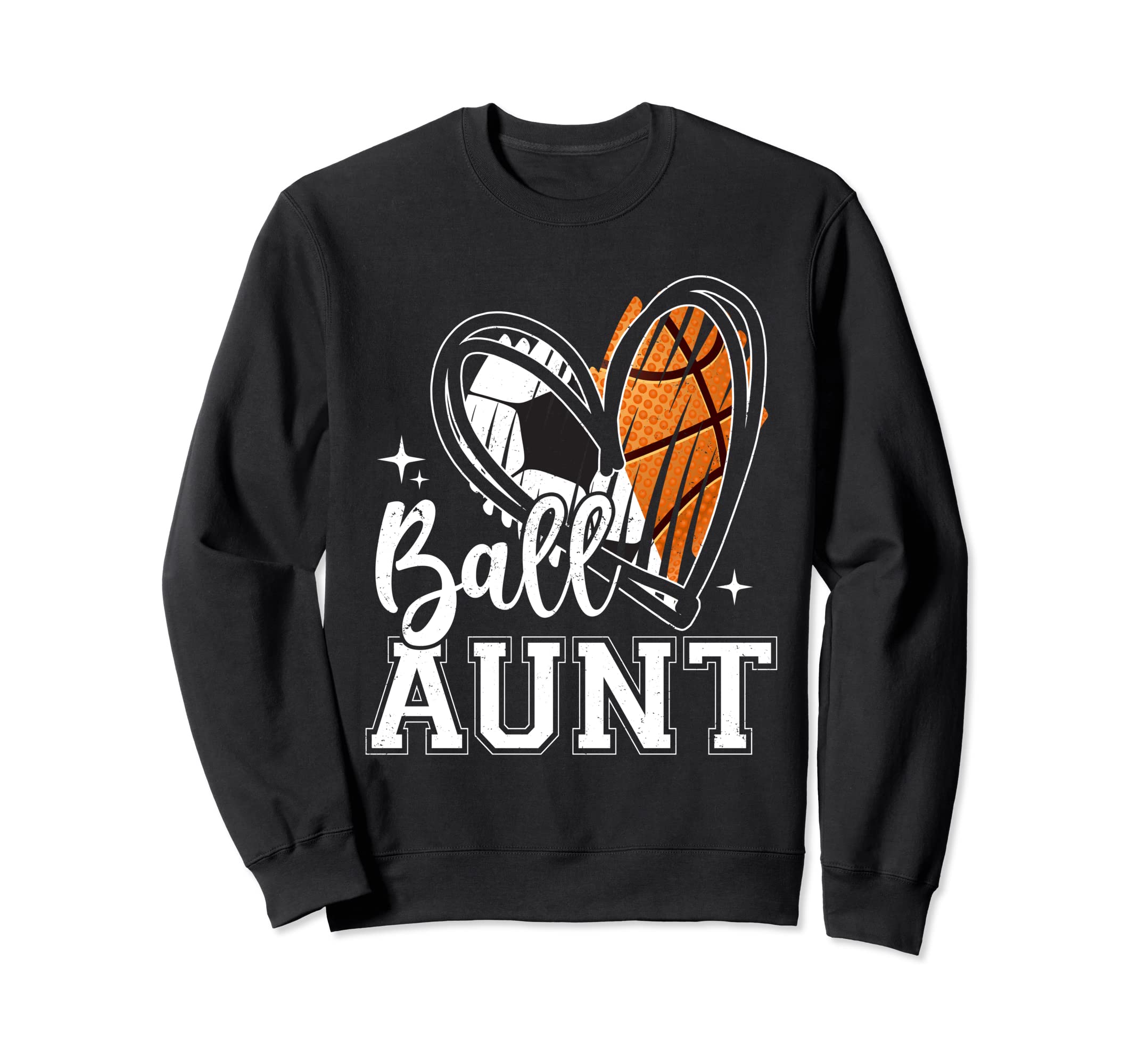 Ball Aunt Heart Soccer Basketball Sweatshirt - Minimalist Print for Adults