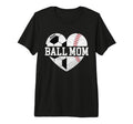 Ball Mom Heart Funny Baseball Soccer T-Shirt - Minimalist Print Men Women