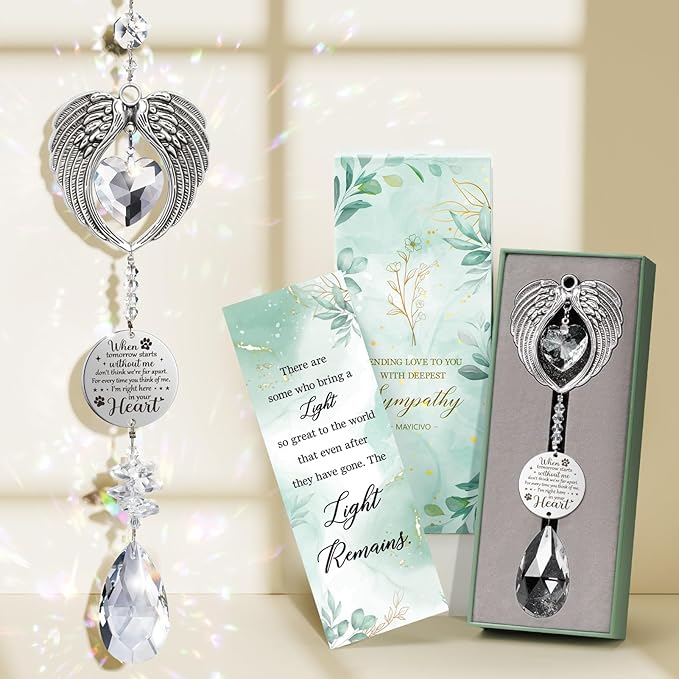 Dog Memorial Gifts for Loss of Dog Sympathy Gifts, Pet Memorial Gifts for Dogs Cats, Pet Memorial Crystal Suncatcher, Thoughtful Cat Dog Bereavement Gifts Dog Remembrance Gift for Pet Loss Condolence