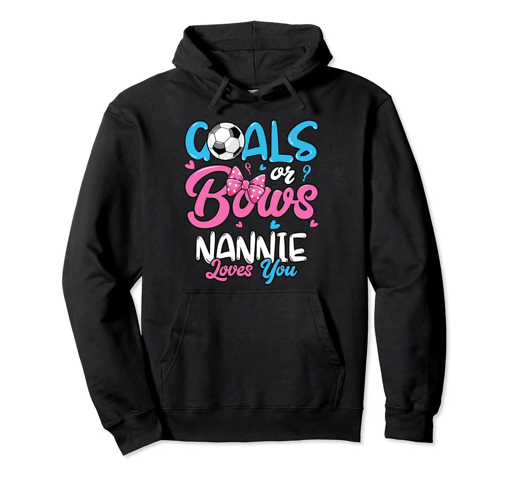 Gender Reveal Goals Or Bows Nannie Hoodie - Fun Novelty Design for Adults