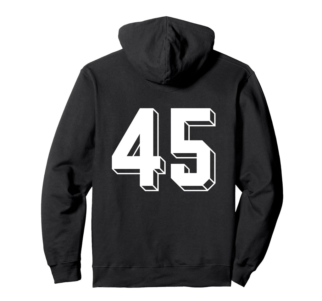 Number 45 Backside 80S 90S Team Jersey Hoodie - Novelty Apparel for Adults