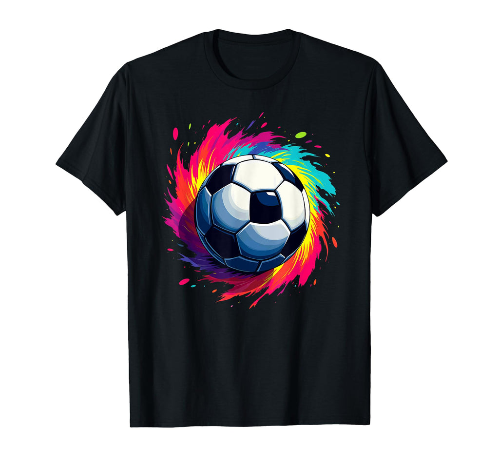 Colorful Tie Dye Soccer Ball T-Shirt - Aesthetic Graphic for Adults