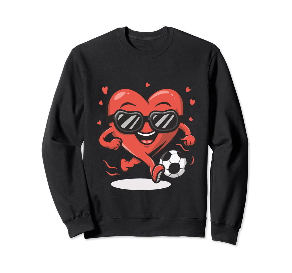 Funny Heart Running Soccer Ball Sweatshirt - Graphic Print Men Women