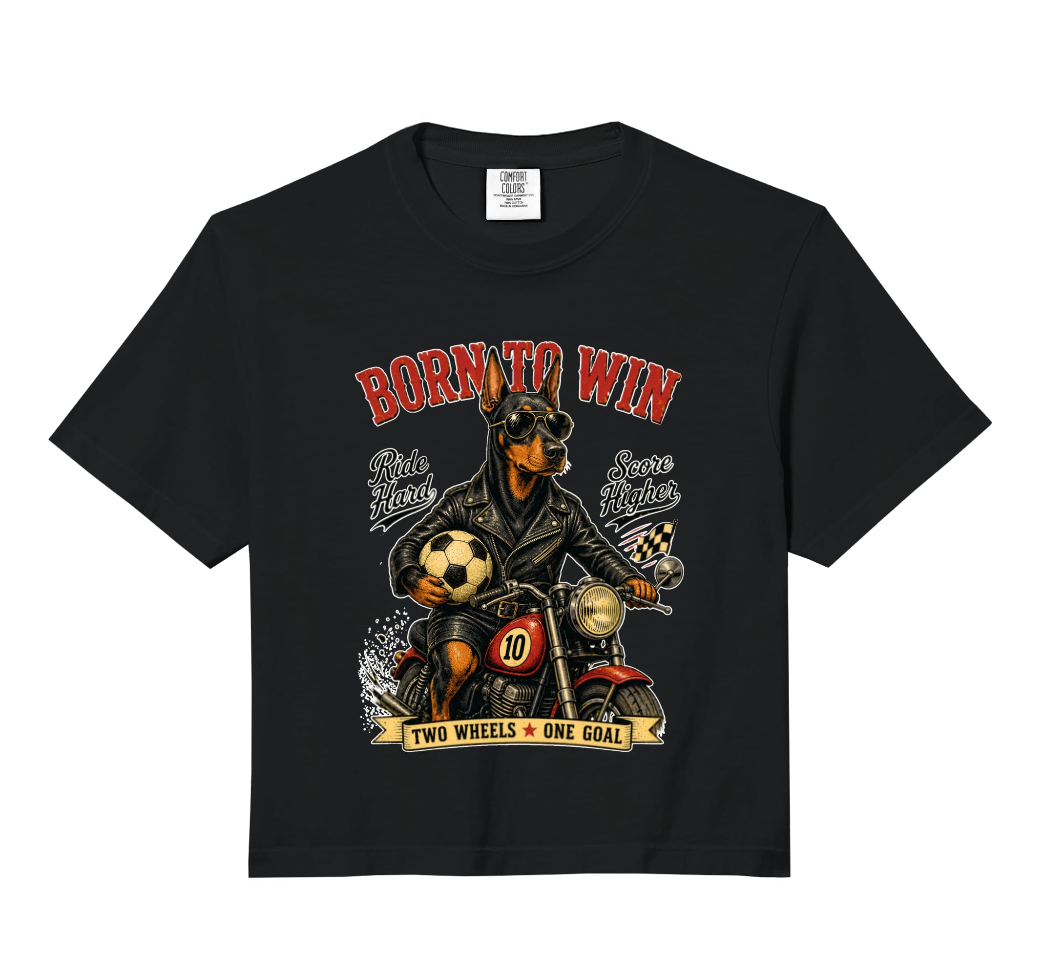 Doberman Pinscher Motorbike Love Footbal Hoodie - Graphic Print Unisex