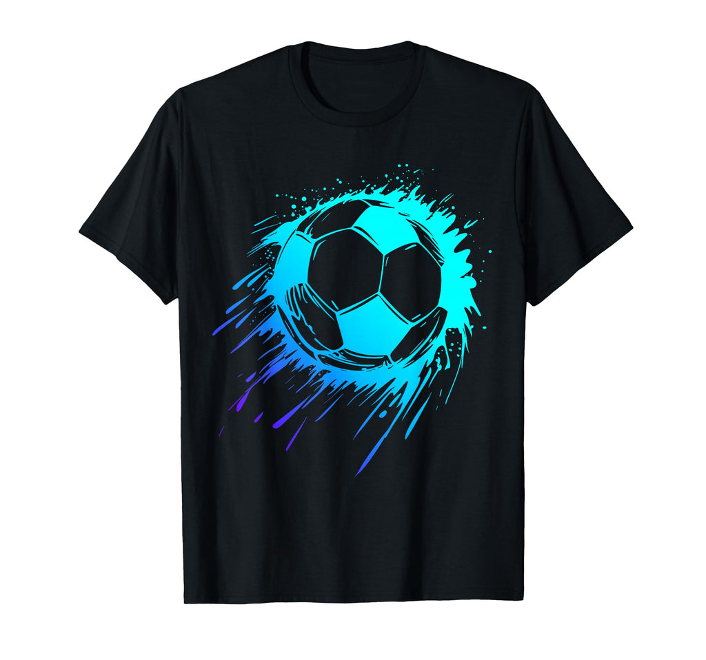 Blue Soccer Ball Soccer Player Mens T-Shirt - Novelty Apparel for Adults