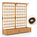 71 Inches Large Wooden Planter Container with Trellis and Hanging Roof-Orange