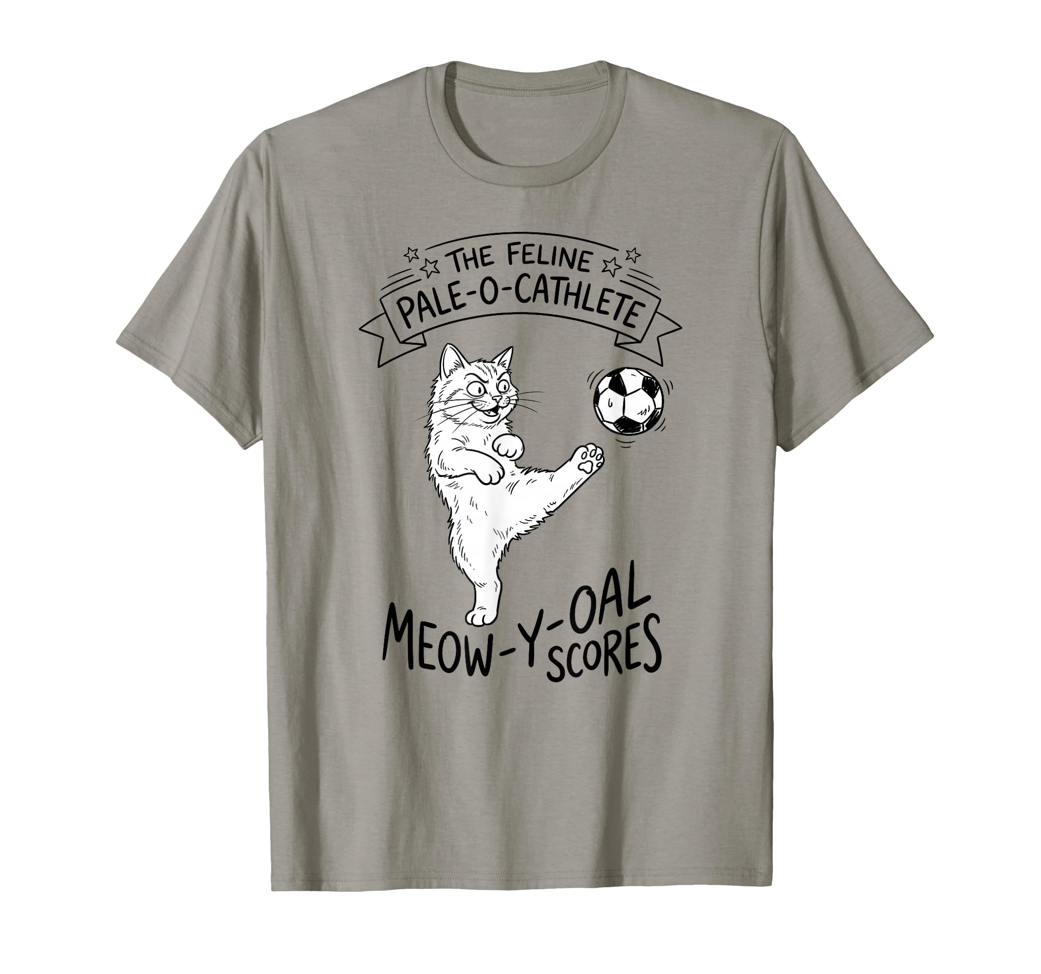 Funny Cat Soccer Ball T-Shirt - Minimalist Print Unisex