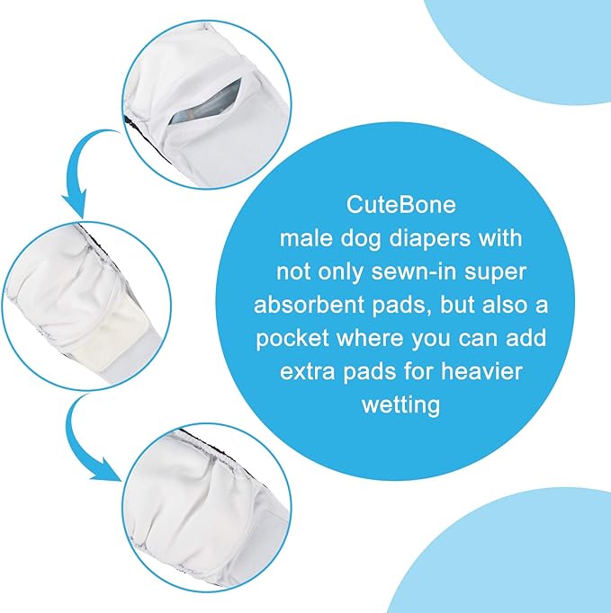 CuteBone Halloween Male Dog Diapers Belly Bands 3 Pack for Male Dogs Wraps Washable Doggie Pants DM23L