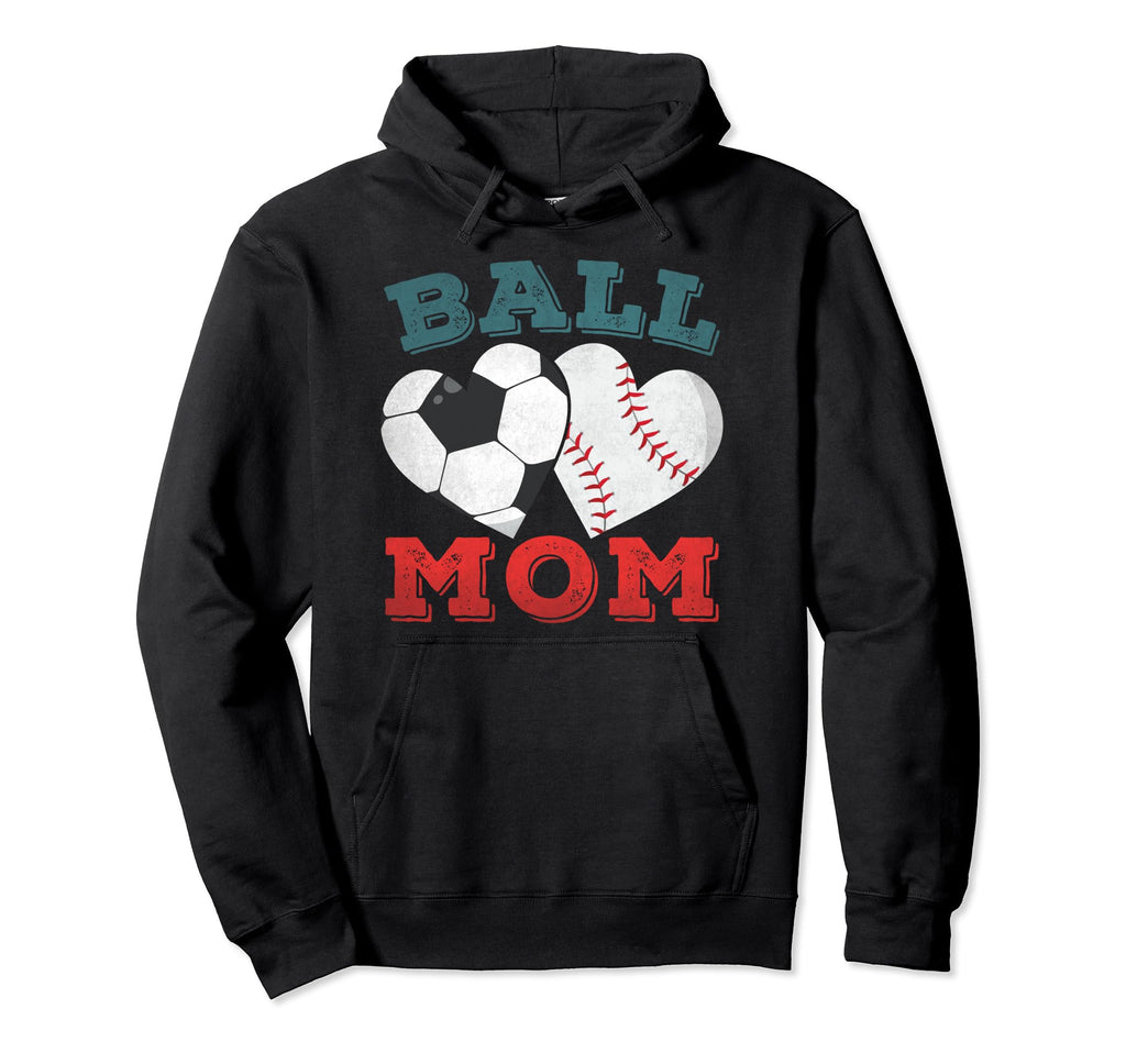 Ball Mom Heart Baseball Soccer Mom Gifts Hoodie - Minimalist Print Unisex