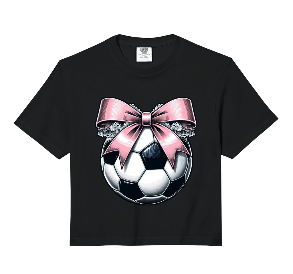 Soccer Coquette Bow Soccer Comfort Colors Hoodie - Graphic Print Unisex