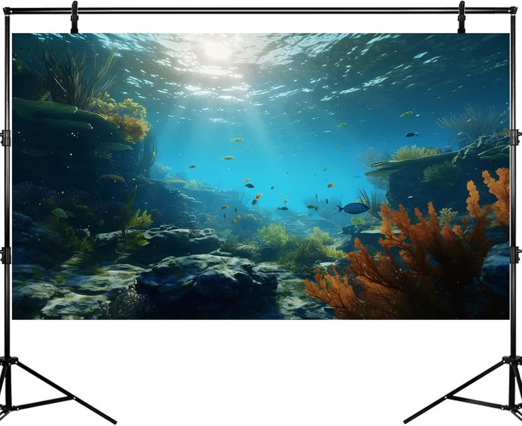 Ocean Floor Fish Tank Background Underwater Rock Aquarium Background Under The Sea Terrarium Backgrounds Aquatic Plants Sunlight Fish Tank Backgrounds Tropical Fish Aquarium Wallpaper 48x18in
