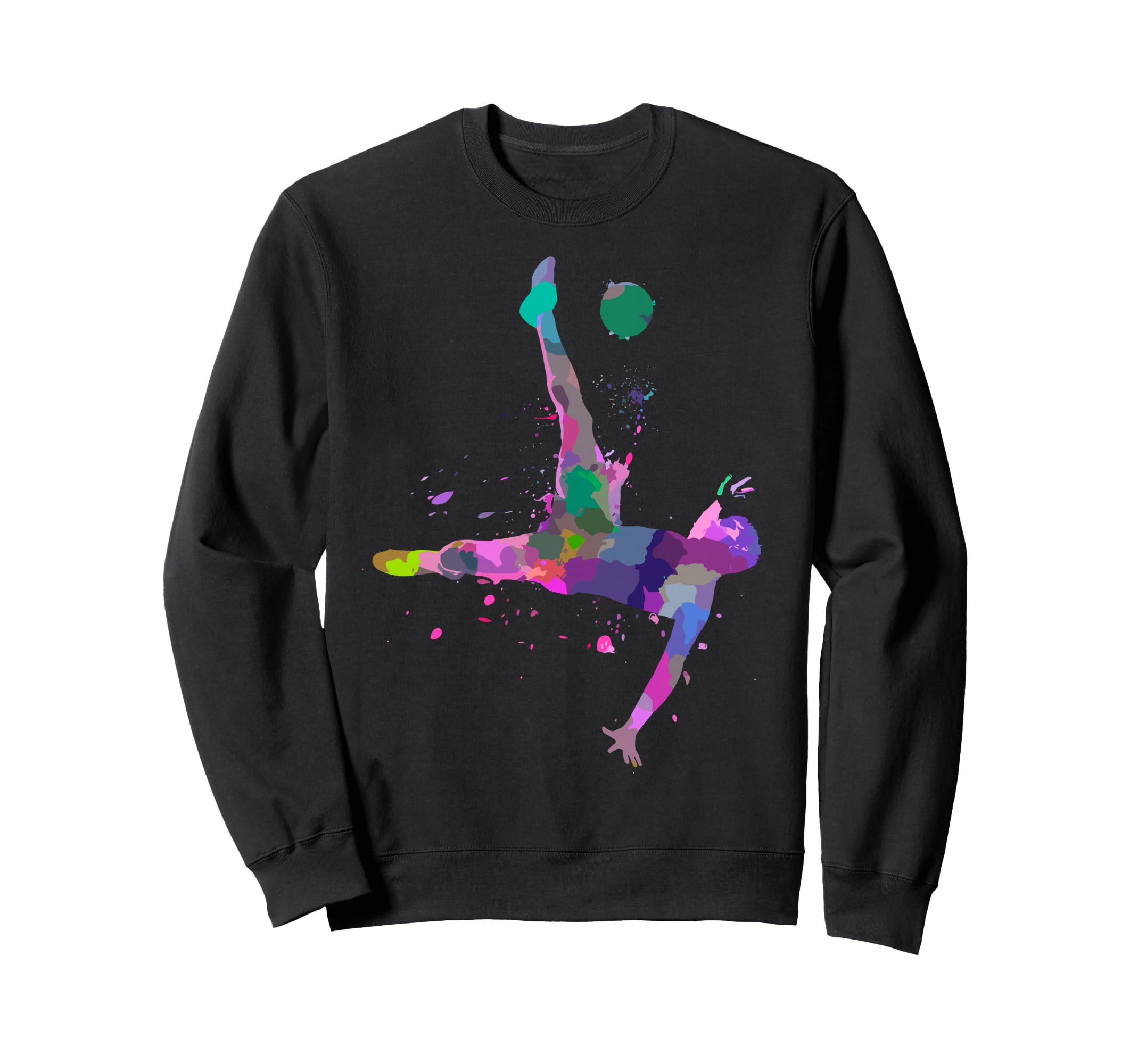 Colorful Soccer Bicycle Kick Sweatshirt - Custom Art Print for Adults
