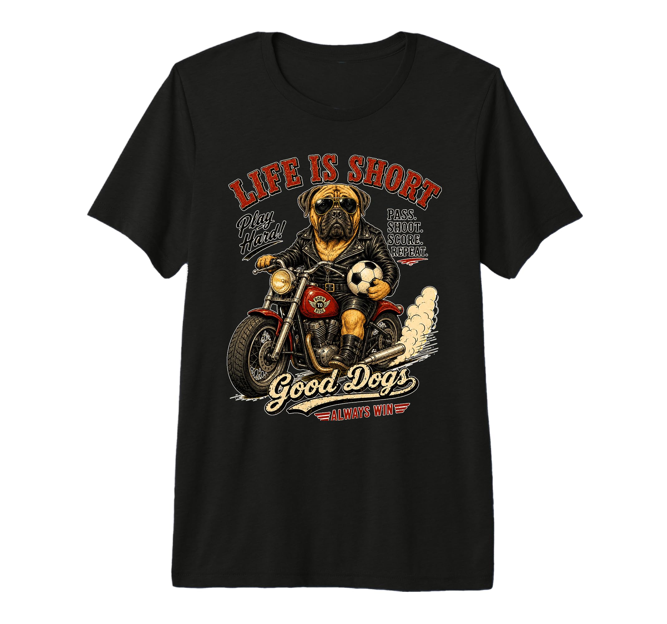 Mastiff Motorbike Love Footbal T-Shirt - Aesthetic Graphic Men Women