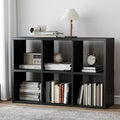 6 Cube Storage Organizer, Black Bookshelf with Storage, 2 Tier Storage Cubes, Freestanding Storage Organizer with Shelves for Living Room, Study