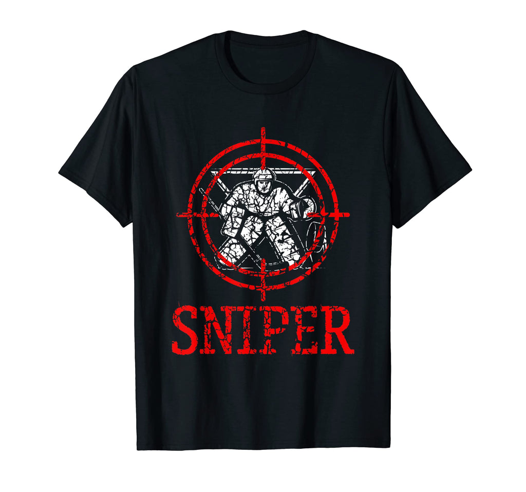 Sniper Ice Hockey Player Ice Hockey T-Shirt - Unique Graphic Unisex