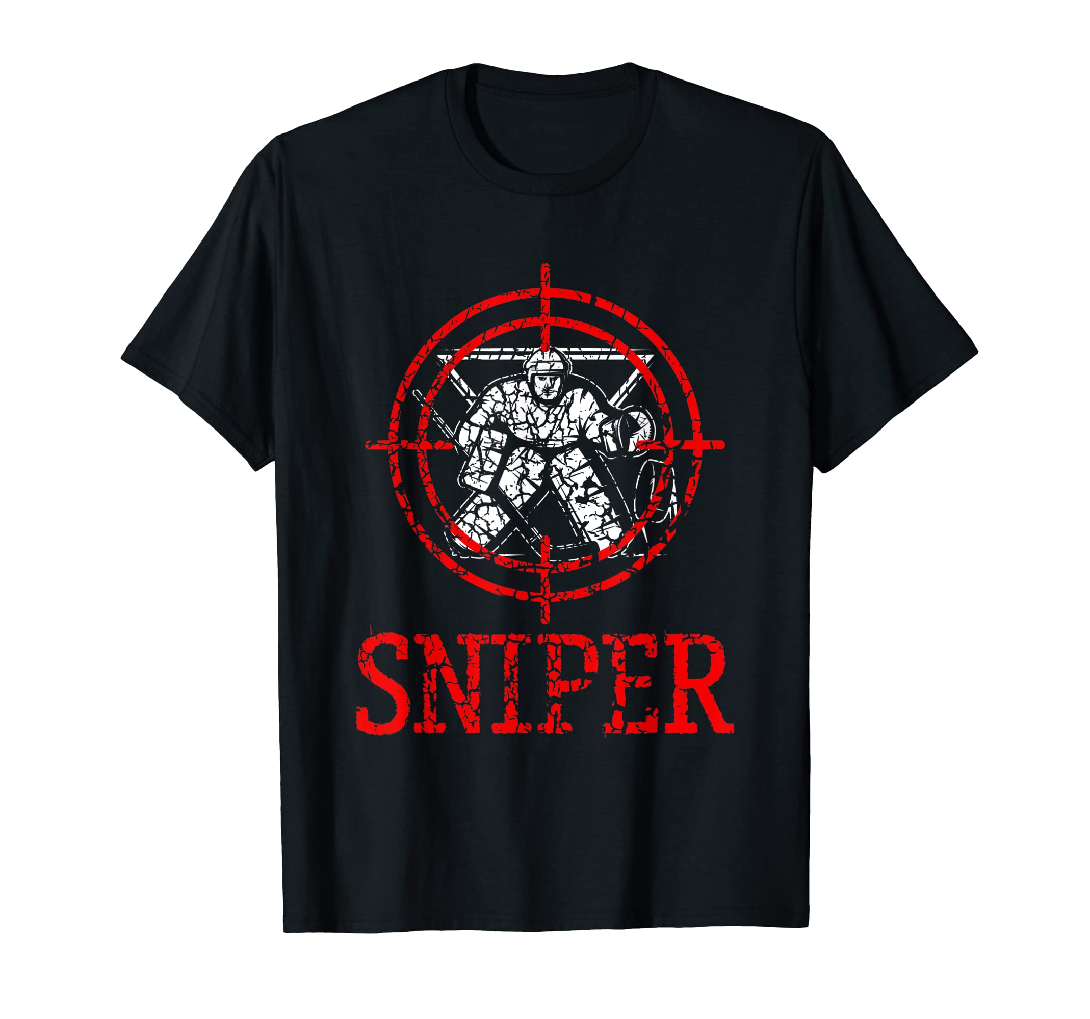 Sniper Ice Hockey Player Ice Hockey T-Shirt - Unique Graphic Unisex