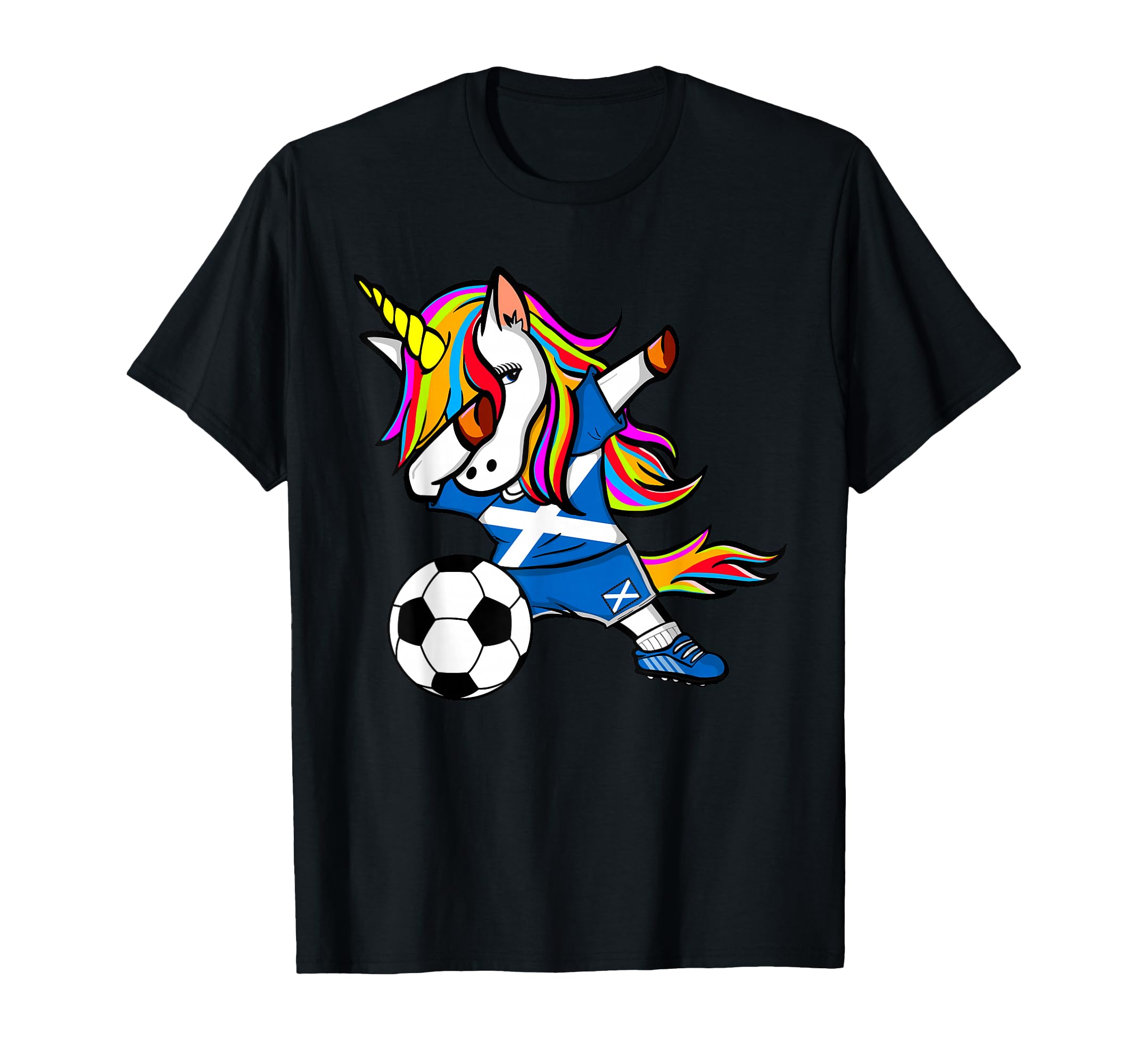 Dabbing Unicorn Scotland Soccer Fan T-Shirt - Novelty Apparel Unisex