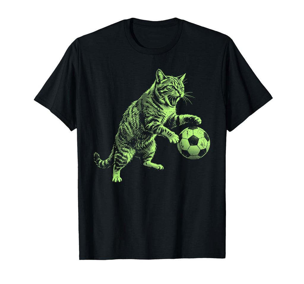 Funny Cat Playing Soccer Cat Dad Cat T-Shirt - Trendy Graphic for Adults