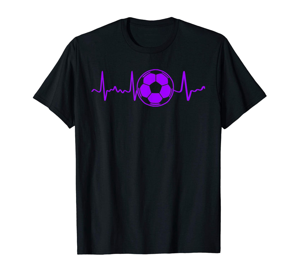Purple Soccer Heartbeat Purple T-Shirt - Casual Everyday Wear for Adults