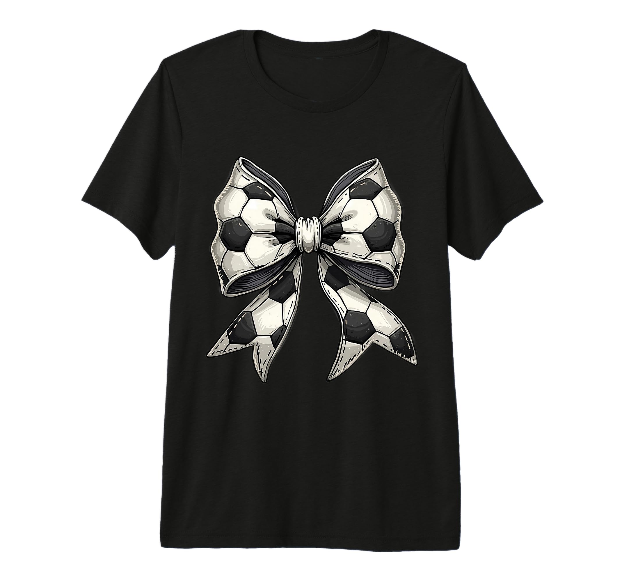 Elegant Soccer Coquette Bow Football T-Shirt - Minimalist Print for Adults