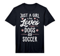 Just Who Loves Dogs And Soccer Gift Dog T-Shirt - Graphic Print Men Women