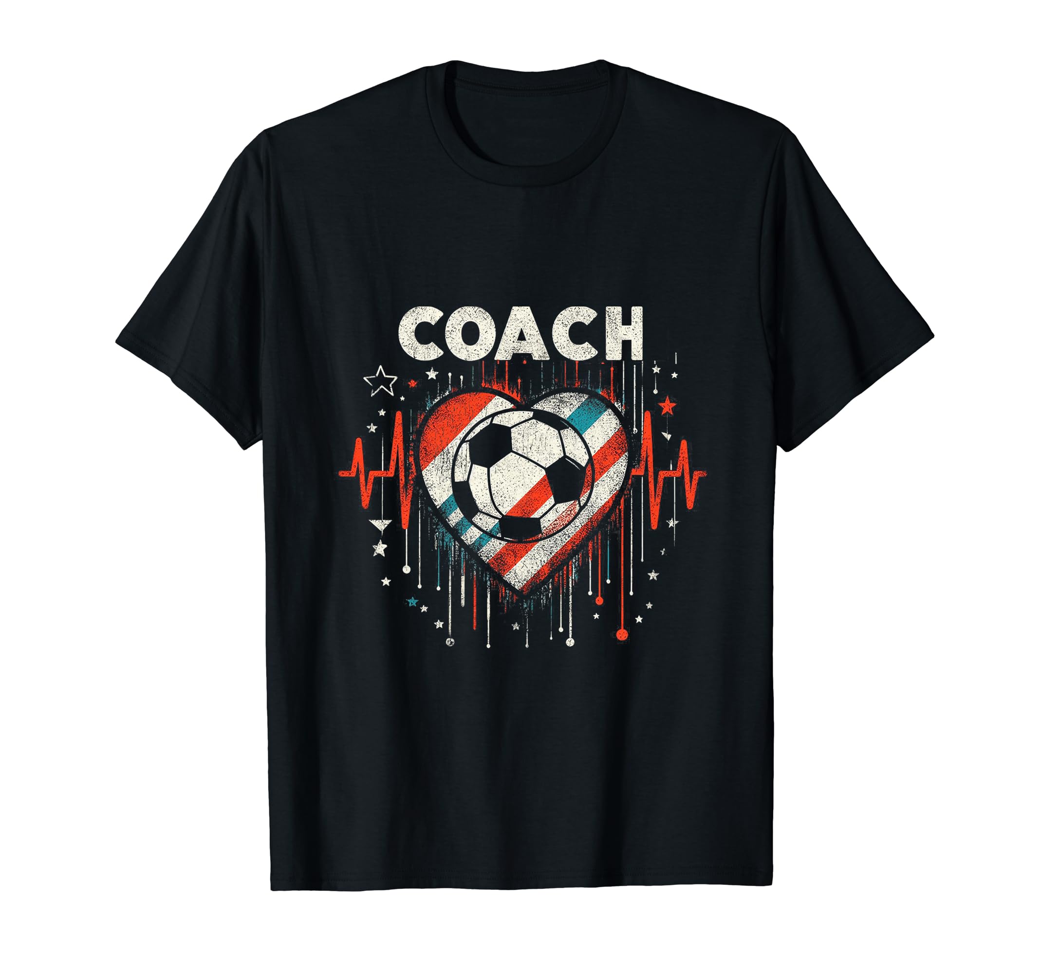 Soccer Coach Training Heart Beat Football T-Shirt - Novelty Apparel Unisex