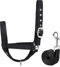XUANNIAO Easily Adjustable Figure 8 Cow Halter, Double-Ply Premium Livestock Cattle Halters, Colorful Cow Utility Calf Halter with Leading Rope for Miniature Horse Donkey Goat Foal (Small, Black)