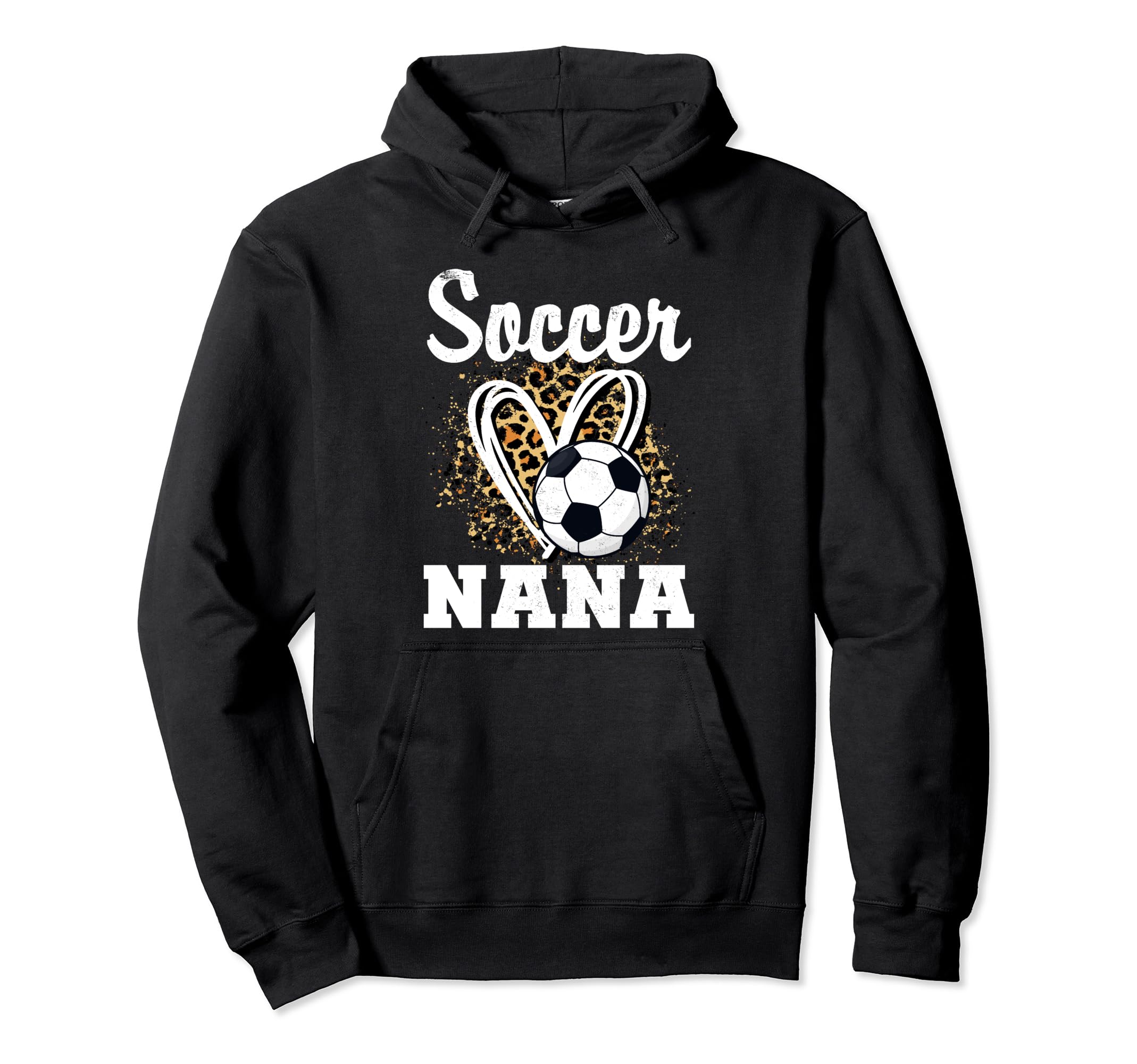 Soccer Nana Leopard Heart Grandma Hoodie - Custom Art Print Unisex