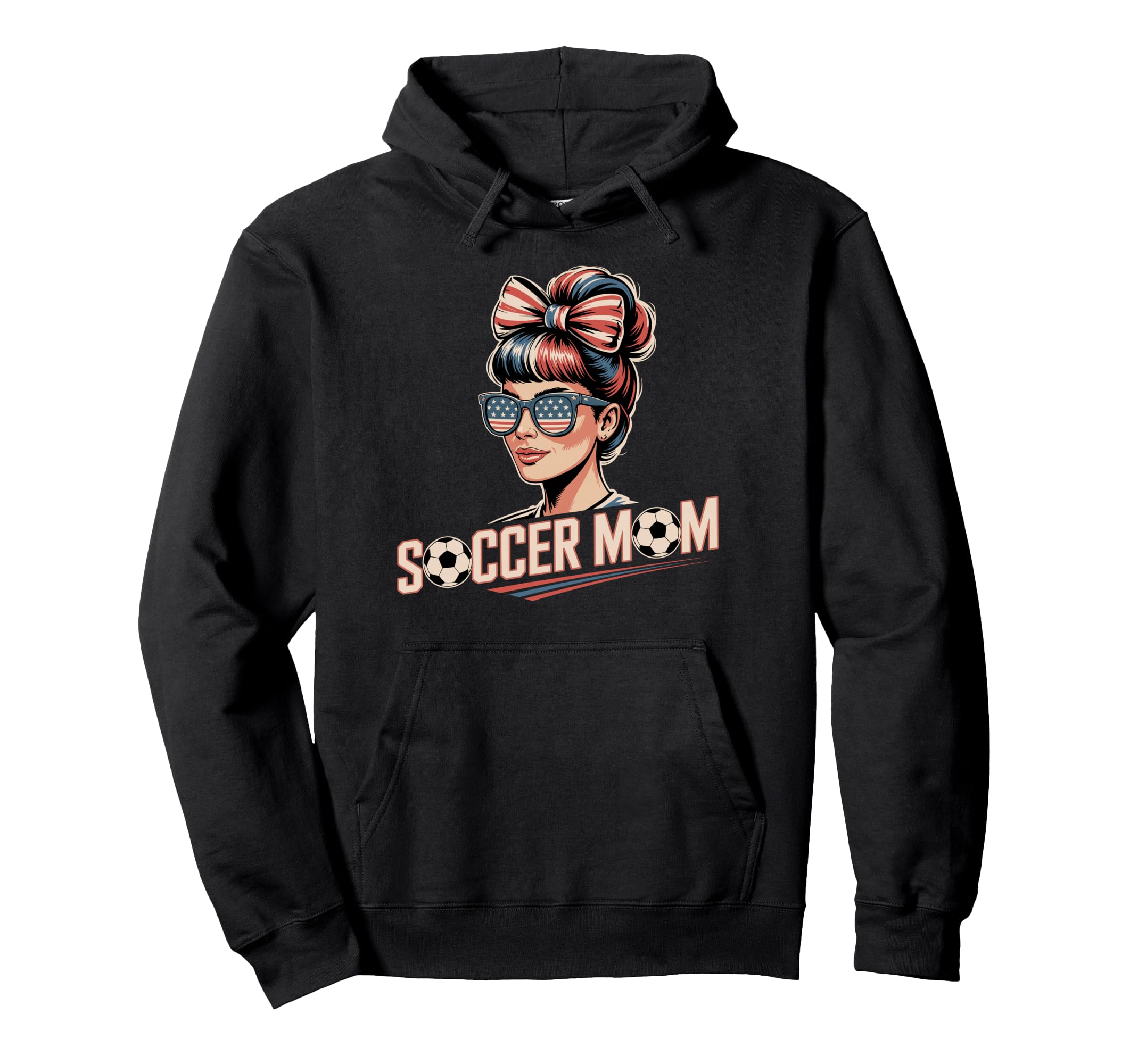 Patriotic Soccer Mom American Flag Hoodie - Custom Art Print for Adults
