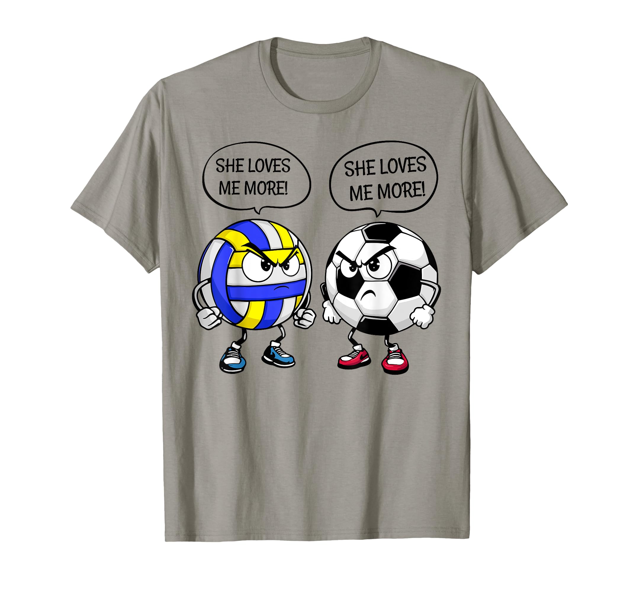 She Loves Me More Volleyball Soccer T-Shirt - Fun Novelty Design Men Women