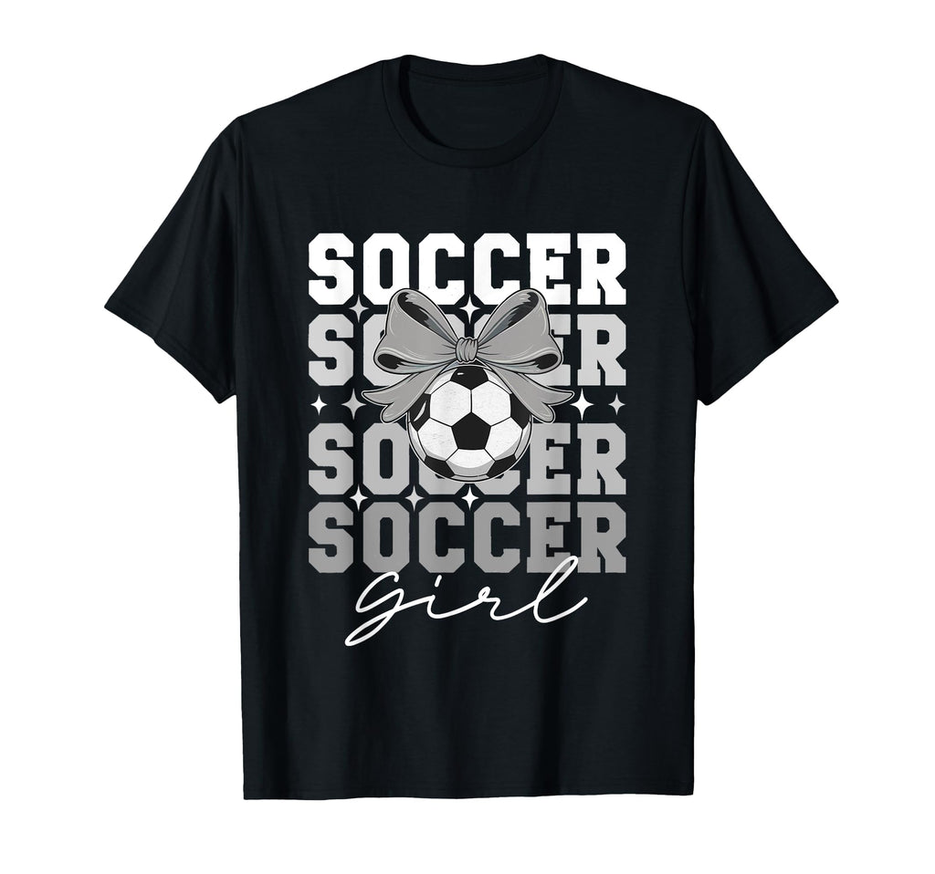 Groovy Soccer Coquette Bow Soccer T-Shirt - Graphic Print for Adults